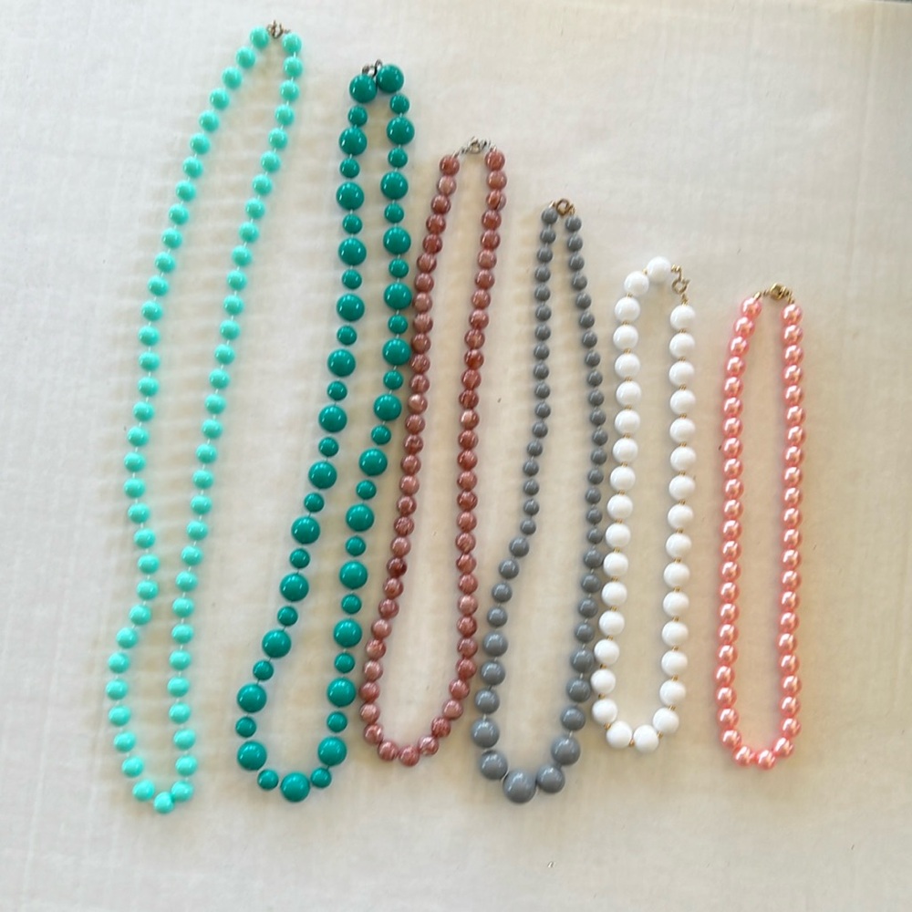 Necklace Bundle. Six different colored beaded necklaces.